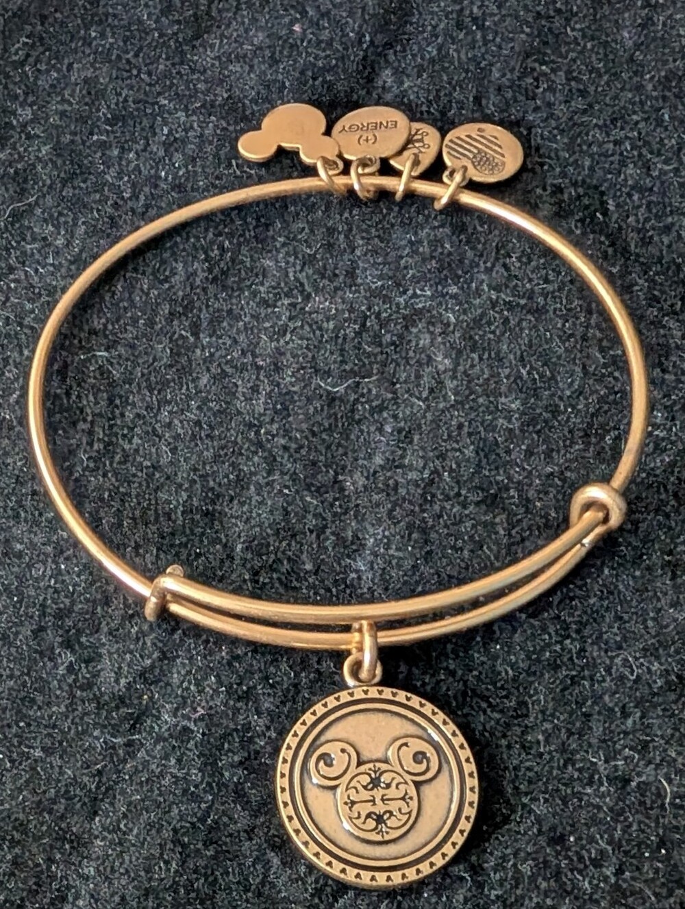 Alex and Ani x Disney Antique Gold Mickey Medallion Charm Expandable Bangle